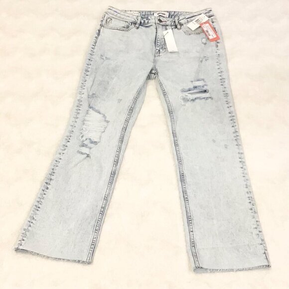 Vigoss 29 (8) NWT Stevie Crop Straight High Rise Women’s Jeans Distressed - Picture 3 of 12